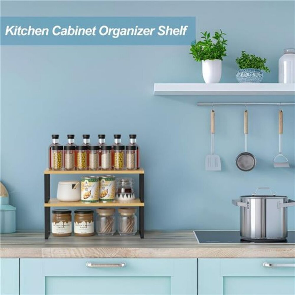 Stackable Kitchen Cabinet Shelf Organizer Set Pantry Counter Storage Rack - Picture 4 of 8